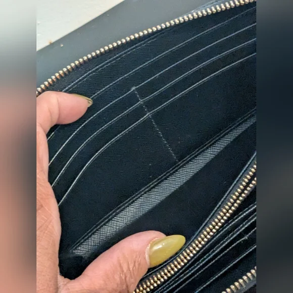 PRADA Authentic Genuine Saffiano Leather Ribbon Long Black Gold Hardware Wallet - Picture 10 of 15